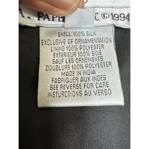 Adrianna Papell Evening Jacket Black Gold Sequin Beaded Silk Size M Vintage Glam - Picture 4 of 6